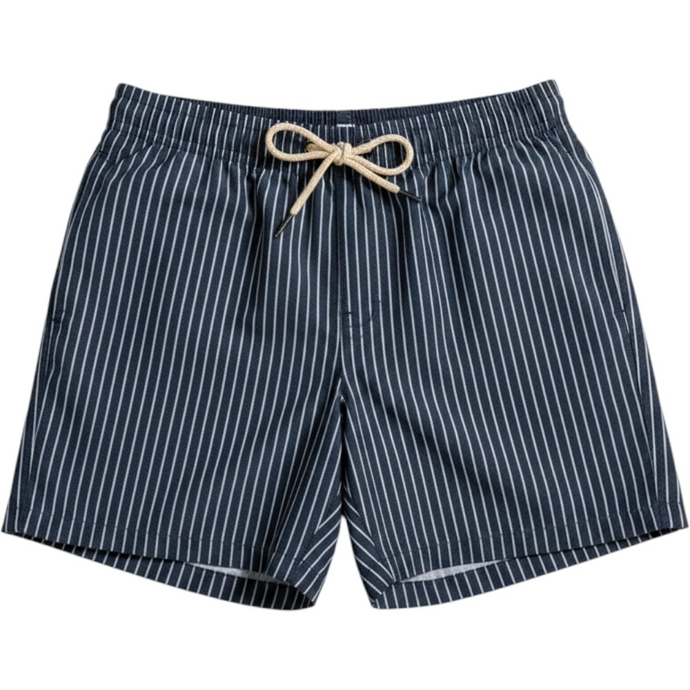 Fair Harbor Kids Navy White Striped Swim‎ Trunks Board Shorts Mesh Liner Large L